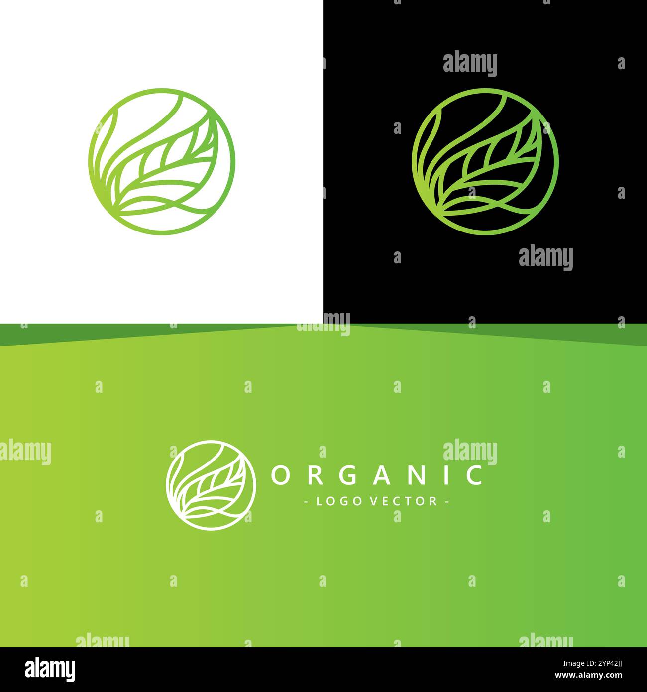 Einfaches Logo-Design Mit Blatt. Organisches Logo-Symbol Vektor Stock Vektor