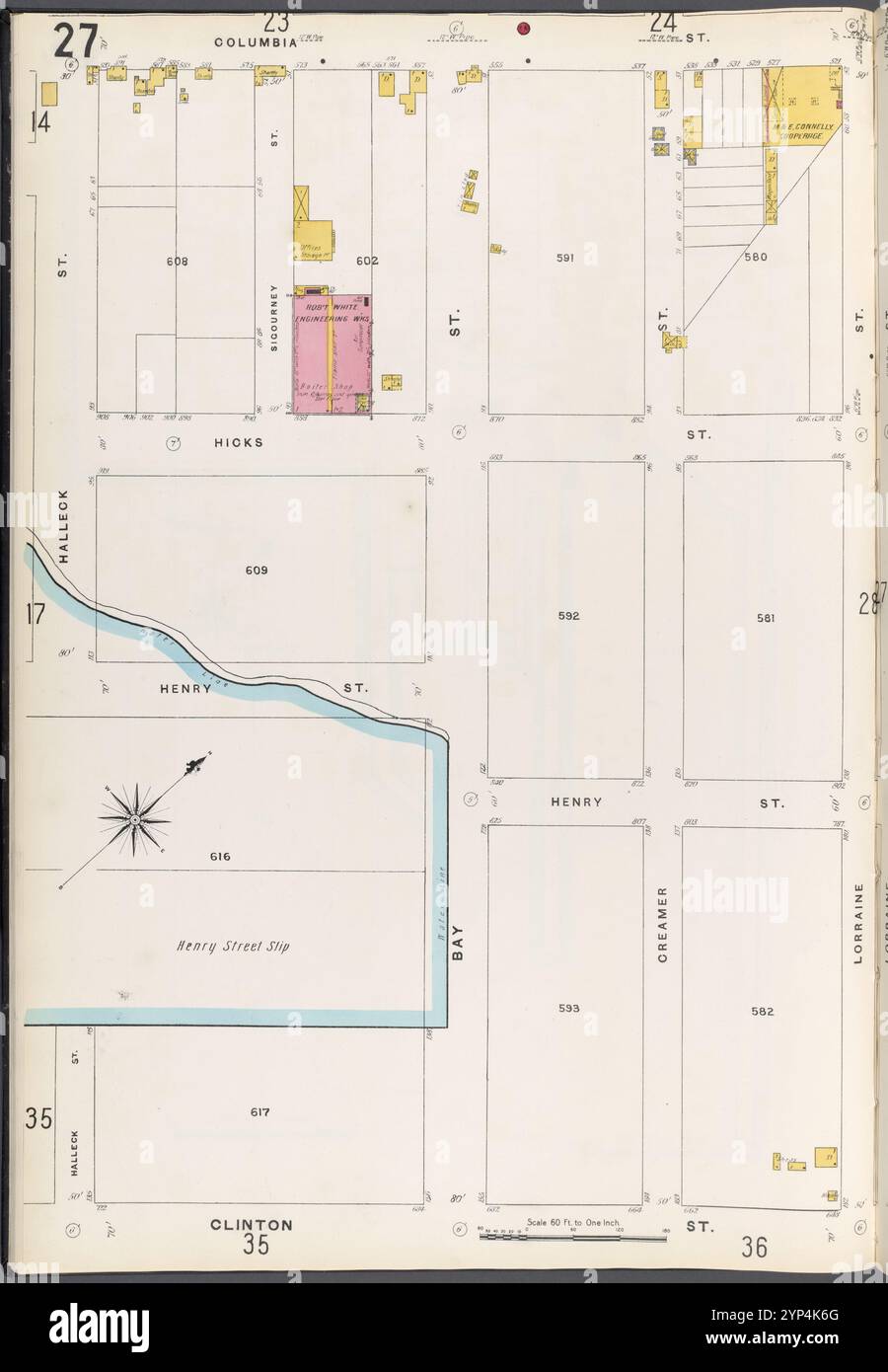 Brooklyn Plate No. 27 [Karte begrenzt durch Halleck St., Columbia St., Lorraine St., Clinton St.] 1884 - 1936 Stockfoto