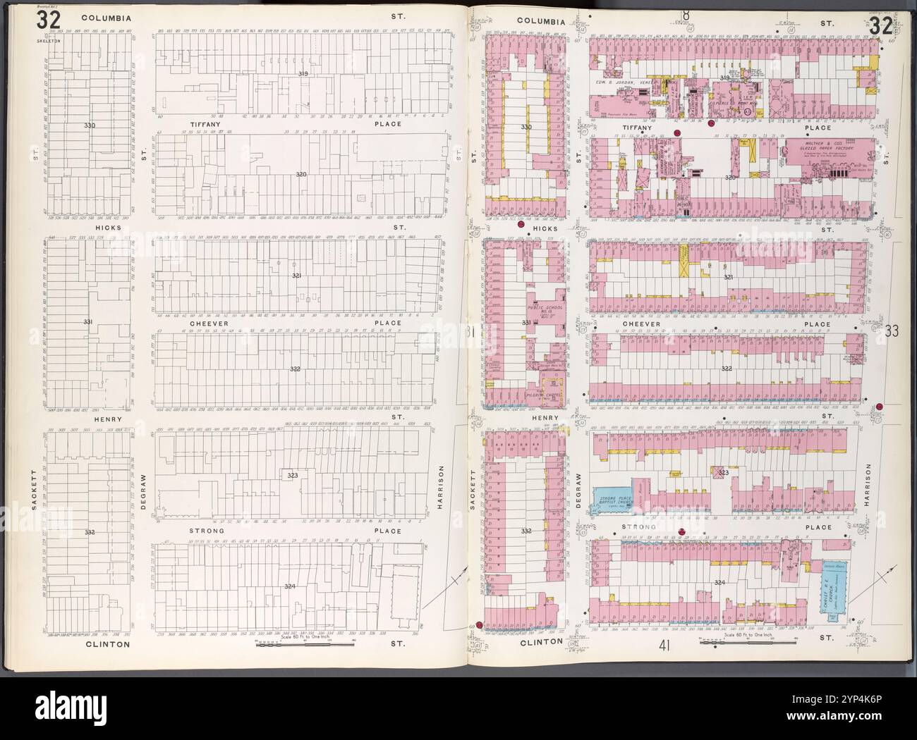 Brooklyn Plate No. 32 [Karte begrenzt durch Sackett St., Columbia St., Harrison St., Clinton St.] 1884 - 1936 Stockfoto