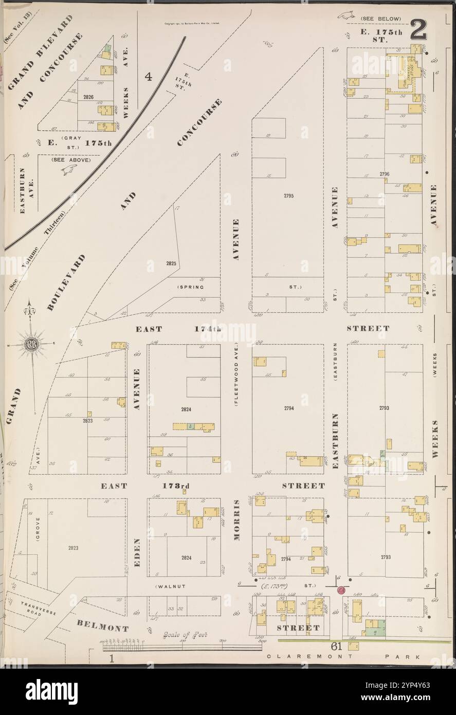 Bronx, V. 14, Platte Nr. 2 [Karte begrenzt durch Grand Blvd., Weeks Ave., Belmont St.] 1901 Stockfoto