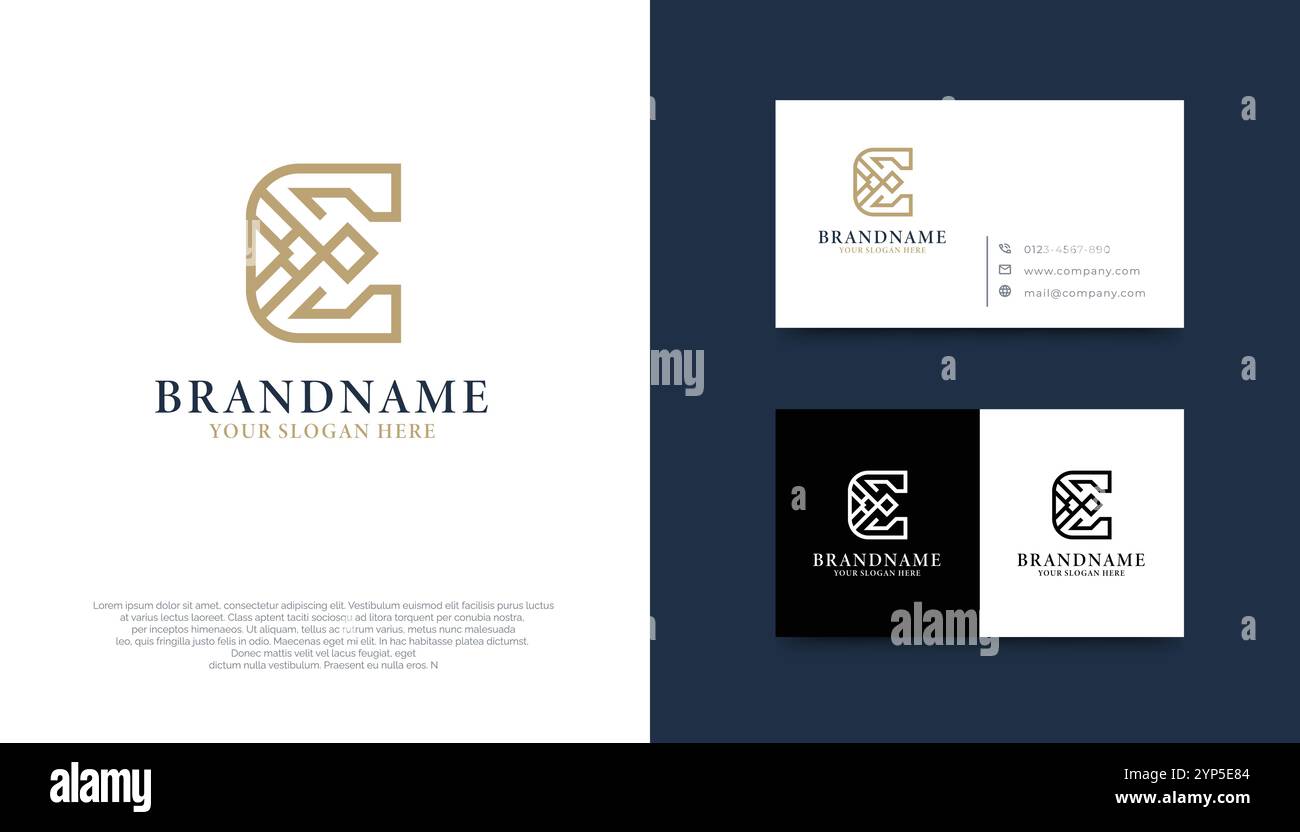 Minimalistisches, luxuriöses E-Logo-Design Stock Vektor