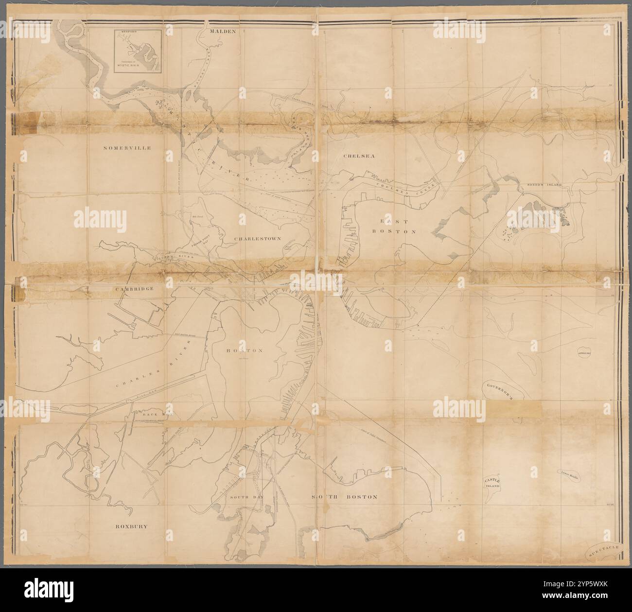 Karte von Teilen des Boston Harbor und seiner Zuflüsse, zusammengestellt aus den Manuskriptkarten des U.S. Coast Survey, ursprünglich 1847 1854 von Whiting, Henry L. Stockfoto