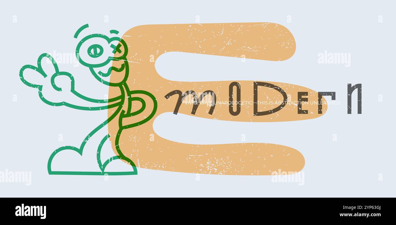 Graffiti-inspirierte Postervorlage mit einzigartigem Charakter, lebendigem abstraktem Design und Retro-Kratzern. Modernes Kunstgefühl mit Originalschriftart. Vollständig bearbeitbar für individuelle kreative Zwecke Stock Vektor