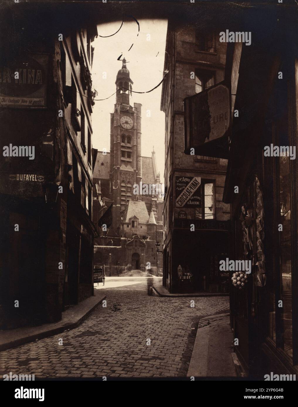 Rue de la Montagne-Sainte-Geneviève. Eugène Atget. 1898. Albumendruck. Stockfoto