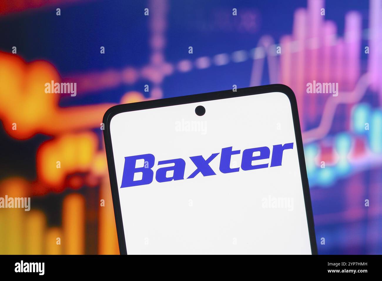 In dieser Abbildung wird das Baxter International Logo auf einem Smartphone-Bildschirm angezeigt Stockfoto