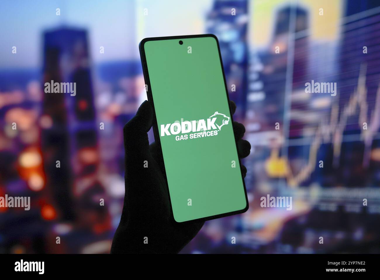 Das Logo wird auf dem Smartphone-Bildschirm angezeigt Stockfoto