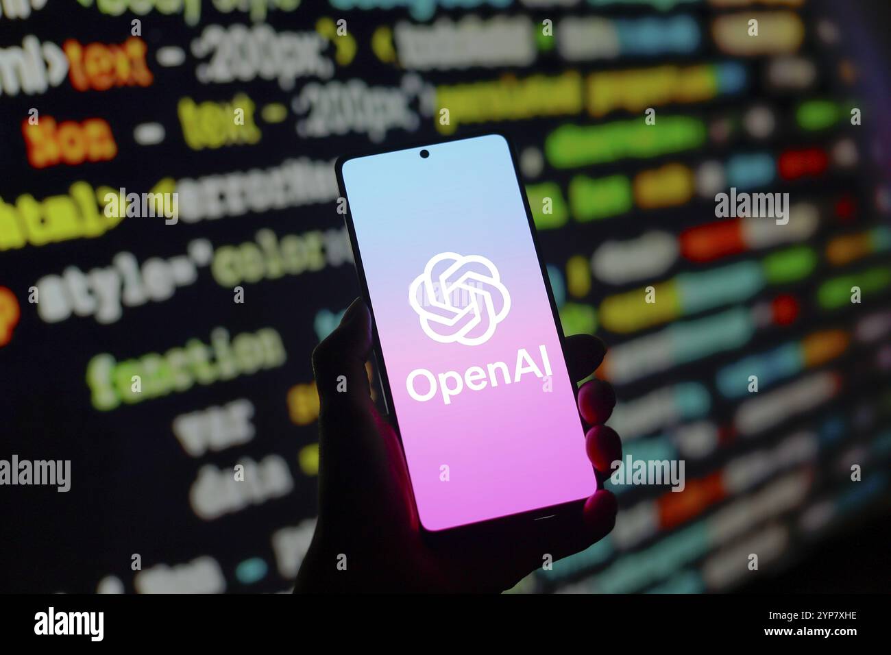 In dieser Abbildung wird das OpenAI-Logo auf einem Smartphone-Bildschirm angezeigt Stockfoto