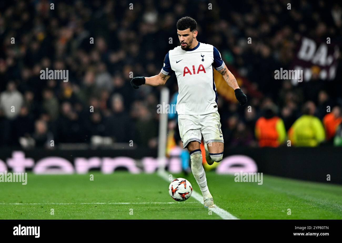 London, Großbritannien. Oktober 2024. Dominic Solanke (Spurs) während des Tottenham Hotspur V AS Roma UEFA Europa Conference League Matchday 4 im Tottenham Hotspur Stadium, London. Dieses Bild ist NUR für REDAKTIONELLE ZWECKE bestimmt. Für jede andere Verwendung ist eine Lizenz von Football DataCo erforderlich. Quelle: MARTIN DALTON/Alamy Live News Stockfoto