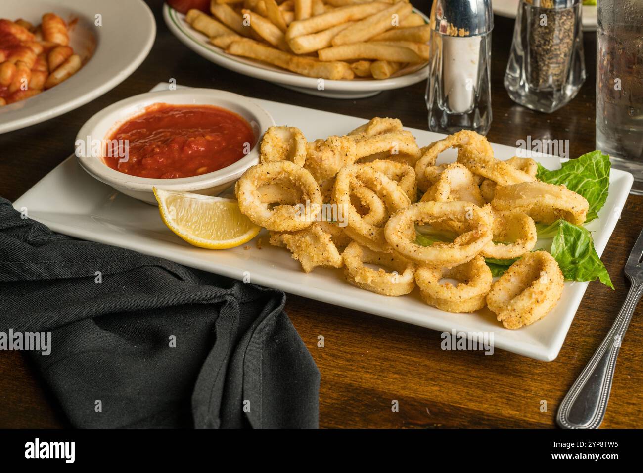 Gebratene calamari Stockfoto