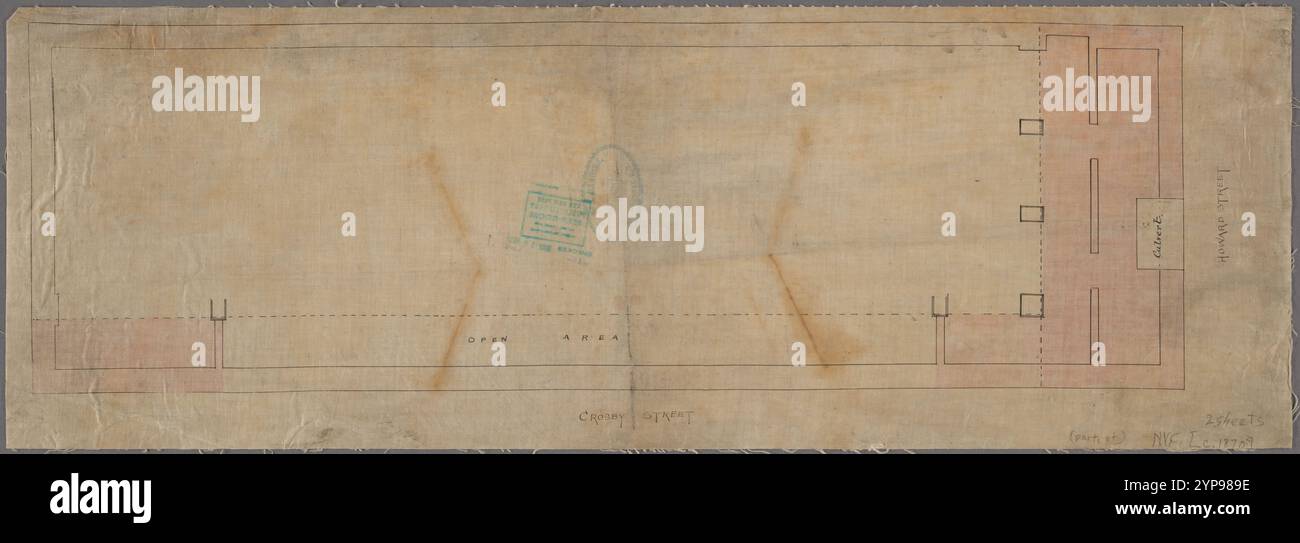 Manuskriptkarte der Ecke Crosby Street und Howard Street in Manhattan, New York Stockfoto