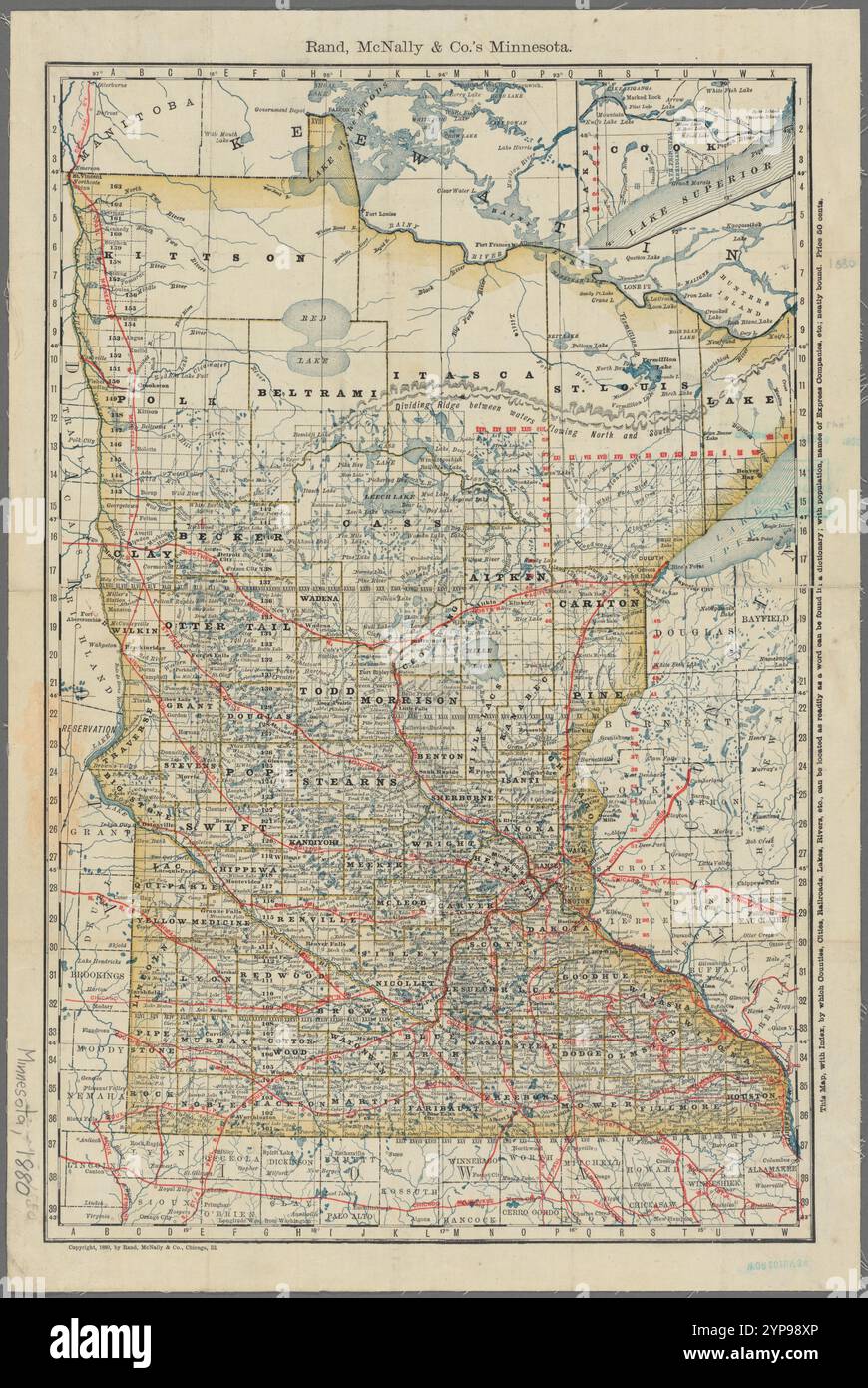 Rand, McNally & Co. Minnesota 1880 von Rand McNally and Company Stockfoto