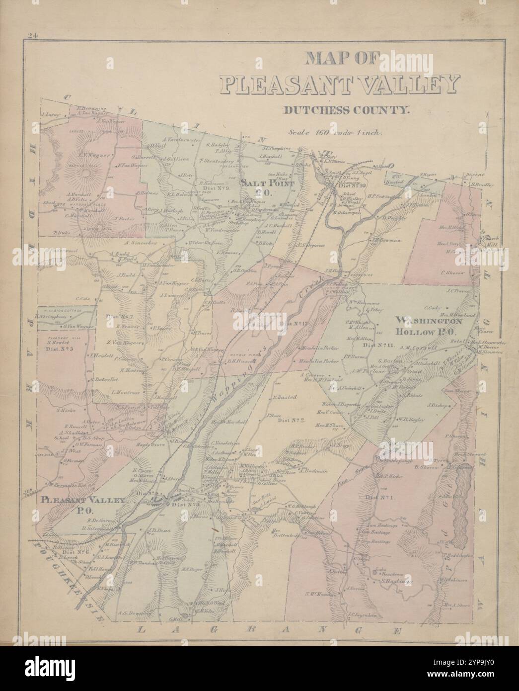 Karte von Pleasant Valley Dutchess County. (Township) 1876 von O.W. Gray & Son Stockfoto