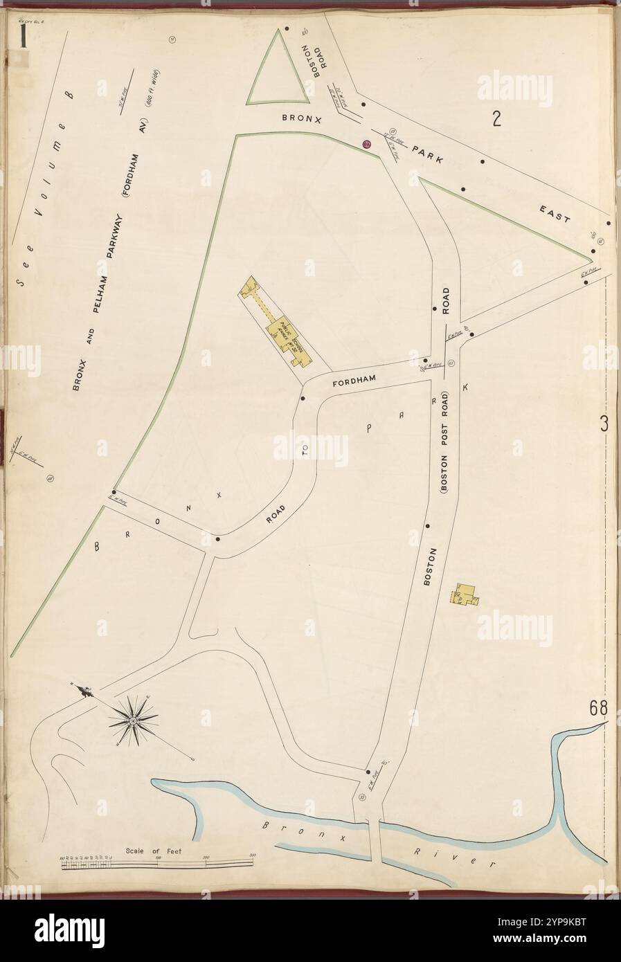Bronx, V. A, Plate No. 1 [Karte begrenzt durch Bronx Park East, Boston Rd., Bronx River, Bronx und Pelham Parkway.] 1905 - 1908 Stockfoto