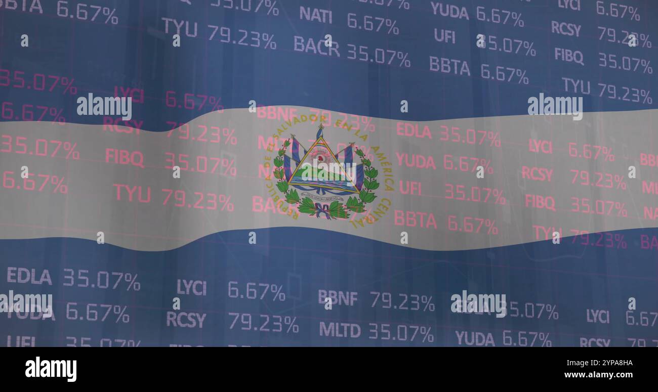 Bild der Verarbeitung von Finanzdaten über der Flagge nicaraguas Stockfoto