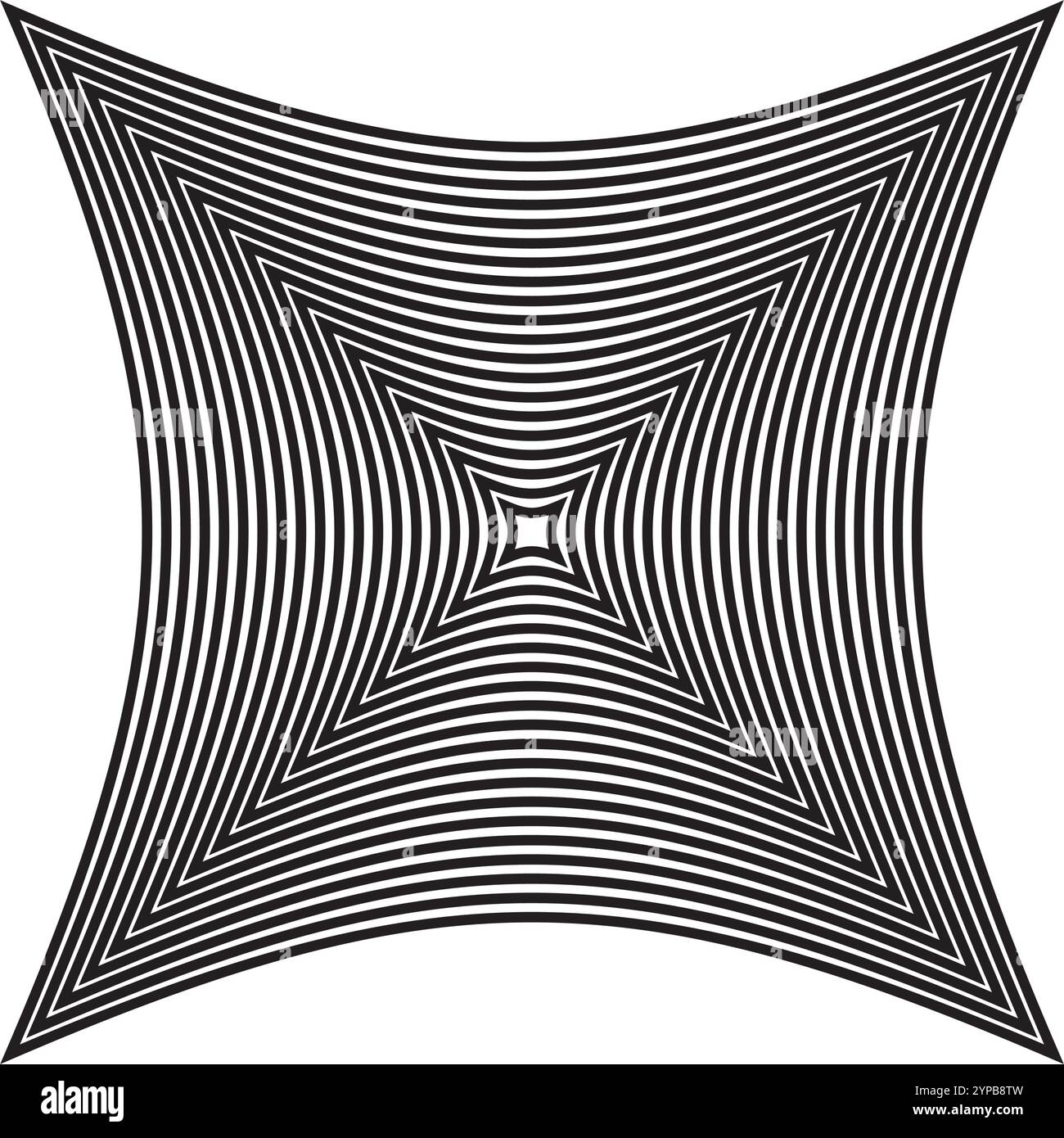 Quadratische geometrische abstrakte Form. Schwarzweiß verzerrte Form Stock Vektor