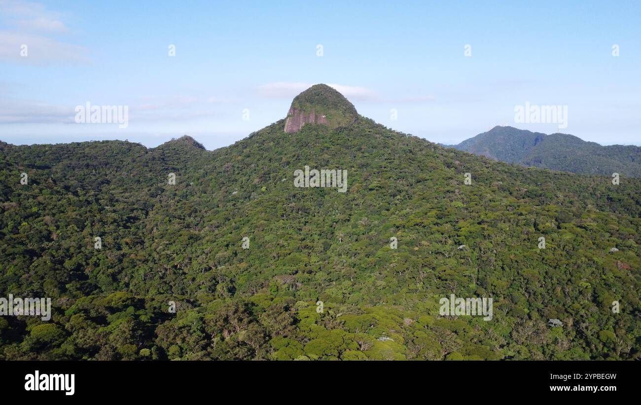 Aus der Vogelperspektive auf den Conde-Hügel im Tijuca-Nationalpark, dem größten städtischen Wald der Welt Stockfoto