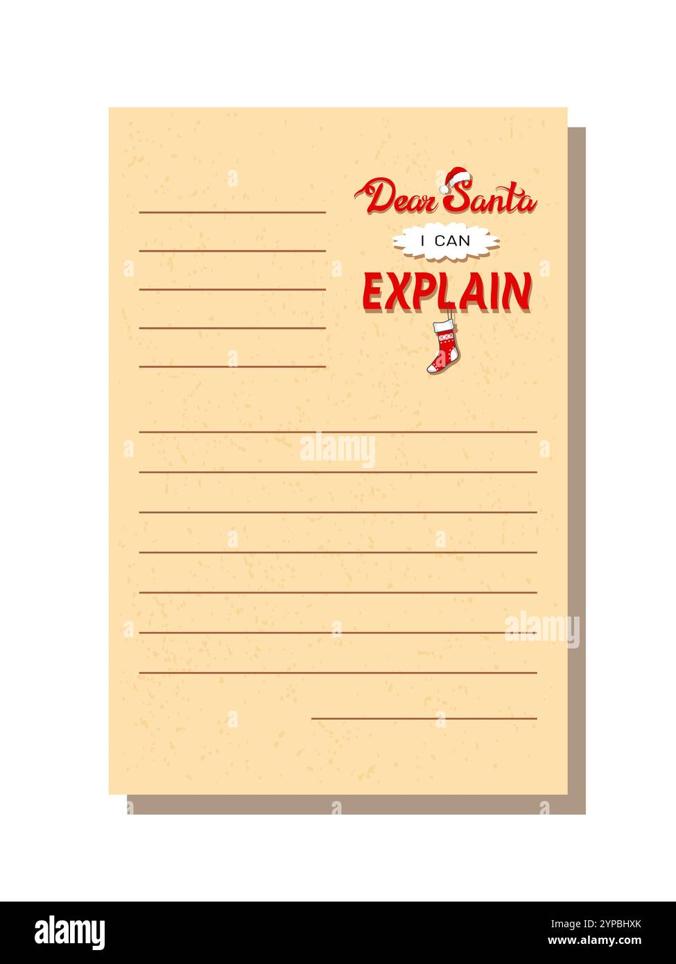 Lieber Weihnachtsmann, ich kann es erklären, Weihnachtsbrief Stock Vektor