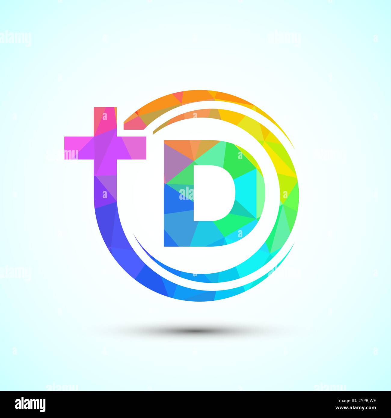 Englisches Alphabet mit Kreuzlogo. Das Jesuskreuz-Logo für die christliche Kirche Stock Vektor