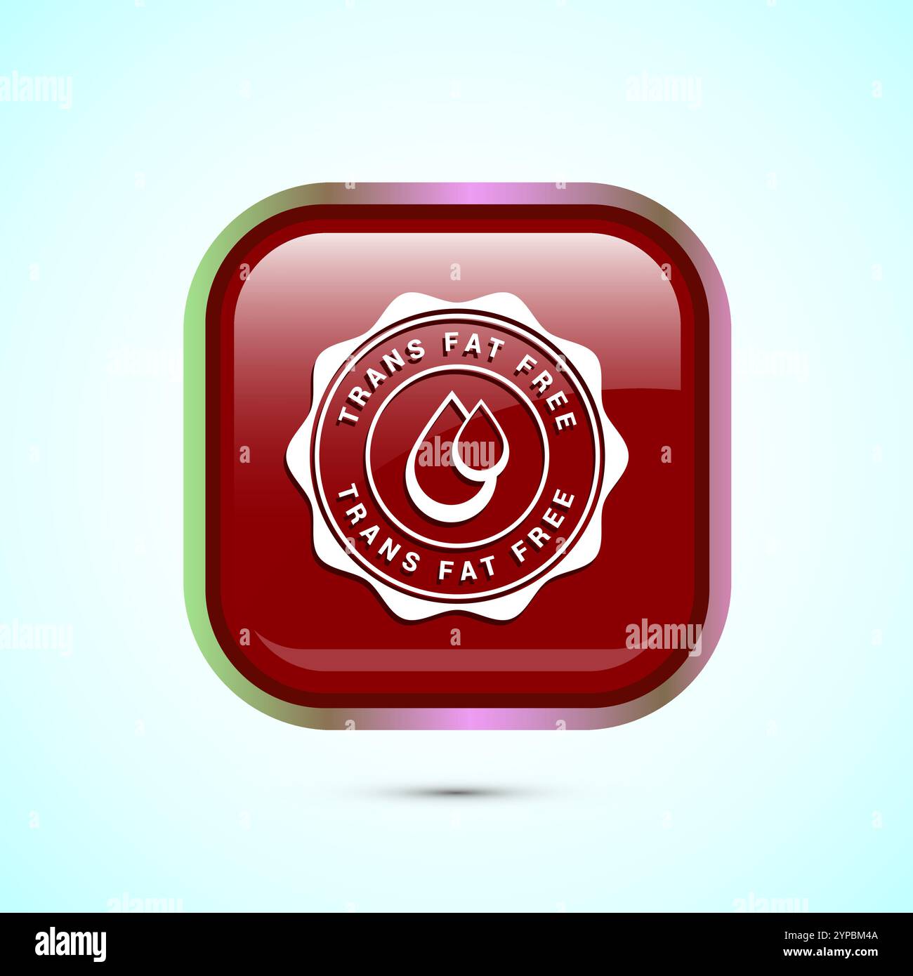 Trans FAT frei Icon Design Illustration, Zero Trans FAT Symbol für gesundes Konzept, Button Design Stock Vektor