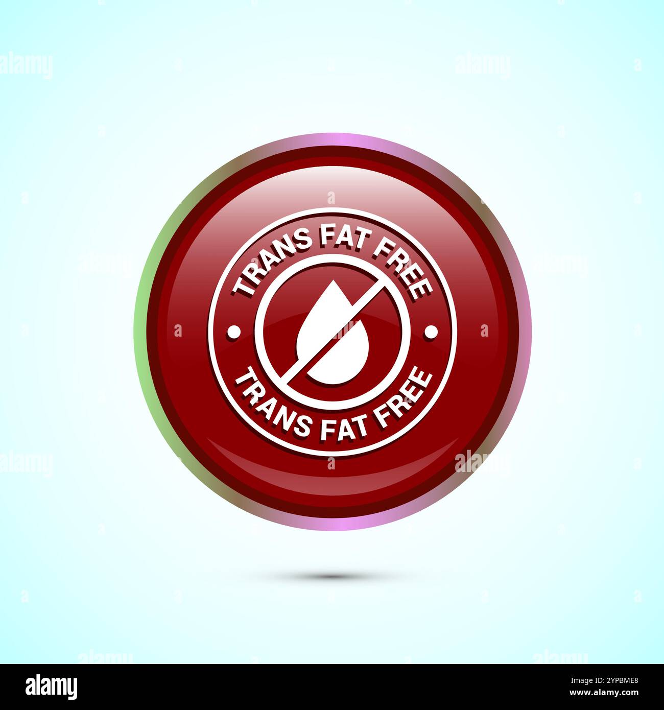 Trans FAT frei Icon Design Illustration, Zero Trans FAT Symbol für gesundes Konzept, Button Design Stock Vektor