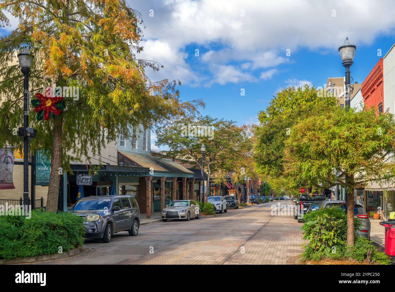 Washington Street im historischen Stadtzentrum von Vicksburg, Mississippi, USA Stockfoto