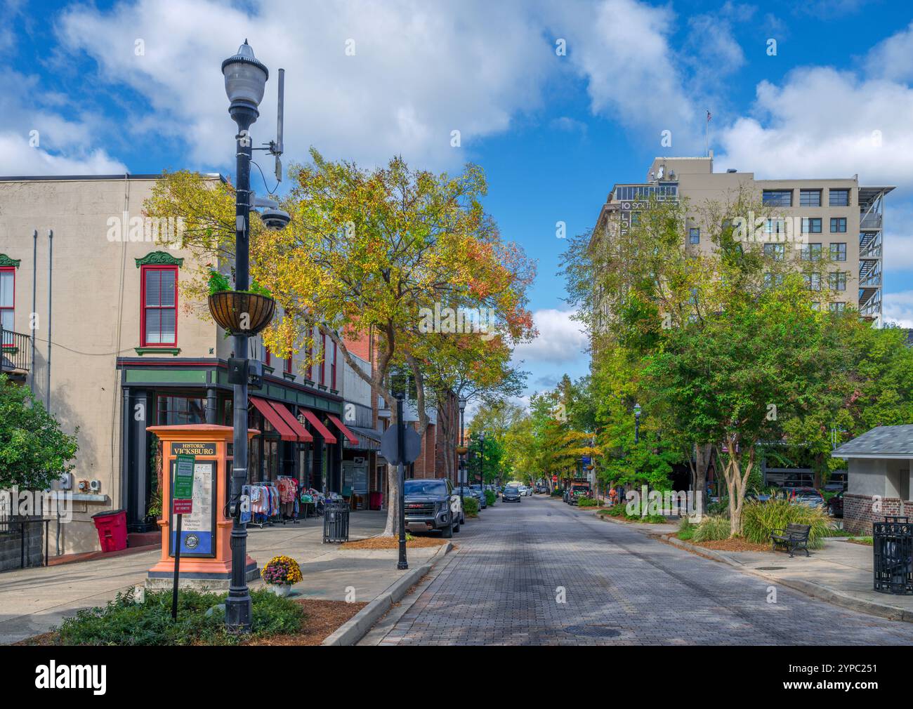 Washington Street im historischen Stadtzentrum von Vicksburg, Mississippi, USA Stockfoto
