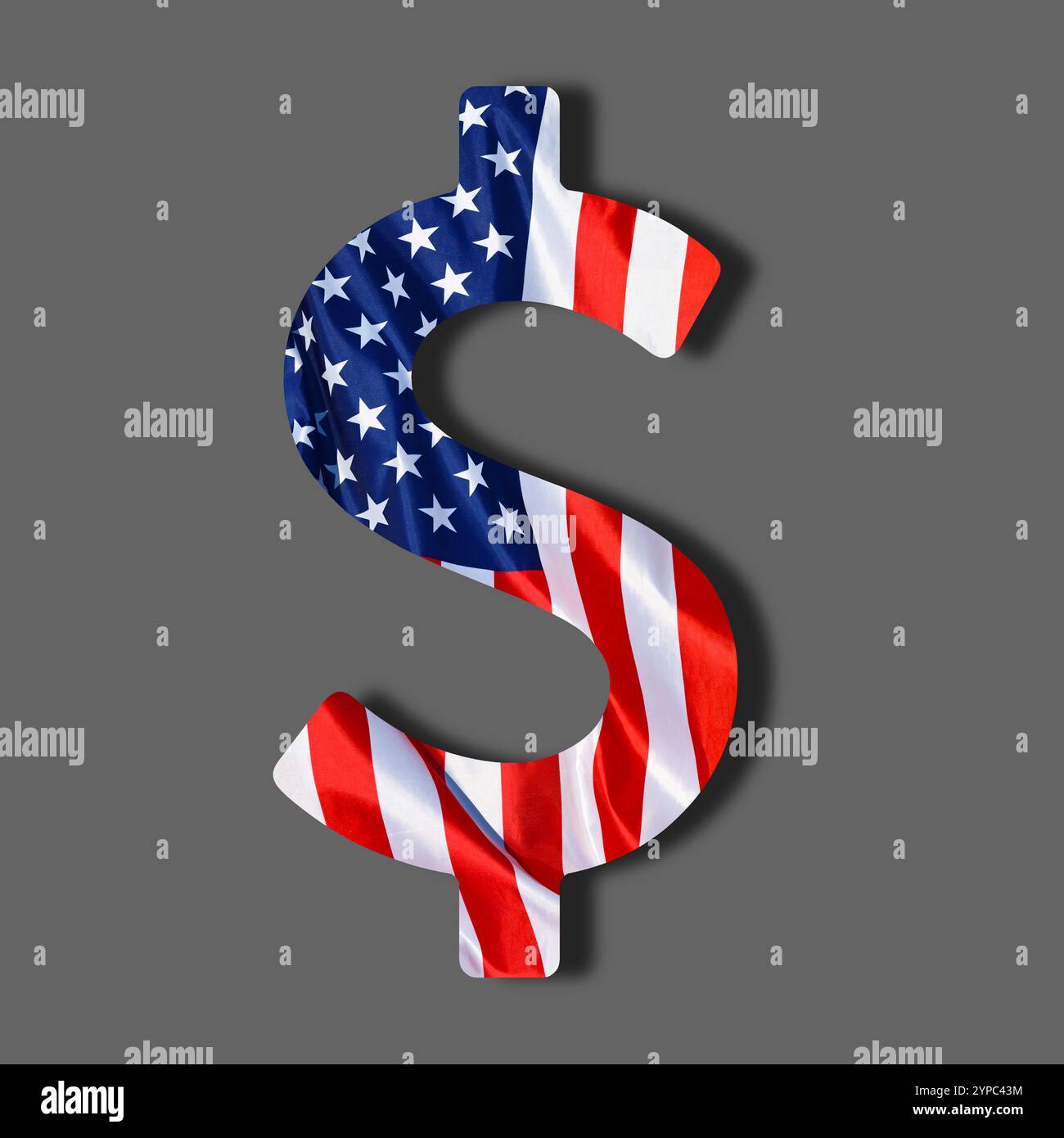 Währung US-Dollar in den Farben der Nationalflagge Stockfoto