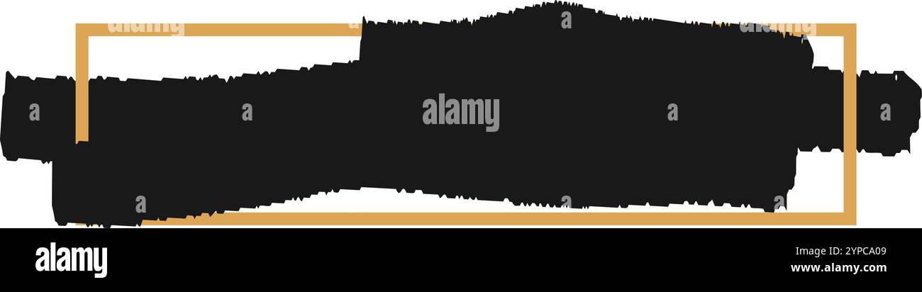 Der schwarze Pinselstrich mit goldenem Rand verleiht Eleganz und visuellem Interesse, schafft einen auffälligen Kontrast und unterstreicht die gesamte Ästhetik A Stock Vektor