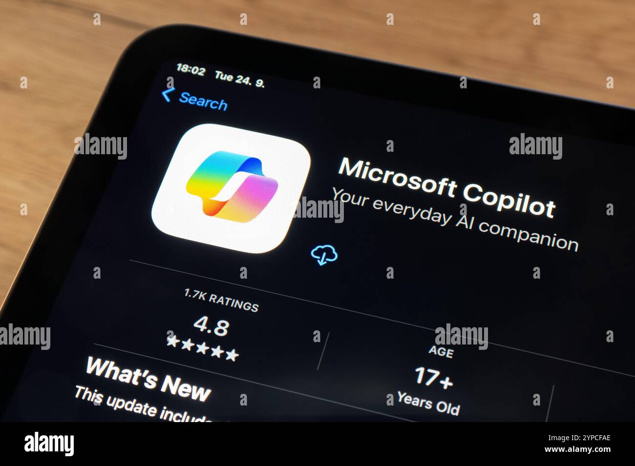 OSTRAVA, TSCHECHIEN – 24. SEPTEMBER 2024: App Store mit Microsoft Copilot Chatbot Generative AI Mobile Application Stockfoto