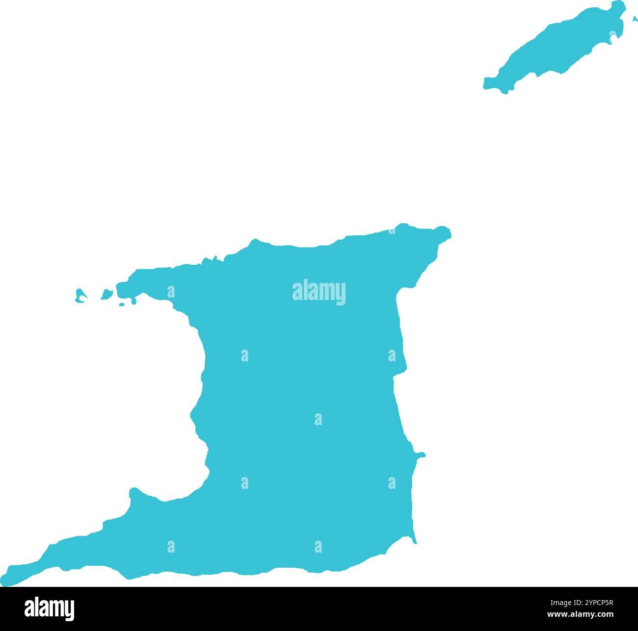 Trinidad und Tobago KARTE in Blau, Ländergrenze, Trinidad und Tobago Karte, Grenzlinie von Trinidad und Tobago, geografische Karte Stock Vektor