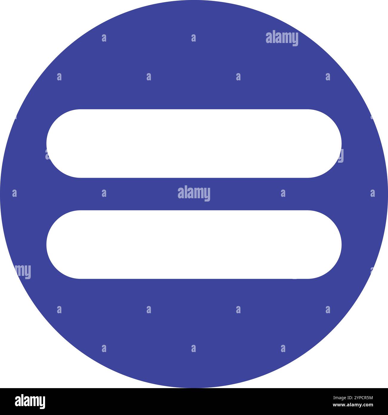 Blaues Gleichheitszeichen, Gleichheitssymbol, mathematisches Symbol, runde Schaltfläche für Kreuzzeichen, mathematisches Symbol, Gleichheitssymbol, Gleichheitszeichen Stock Vektor