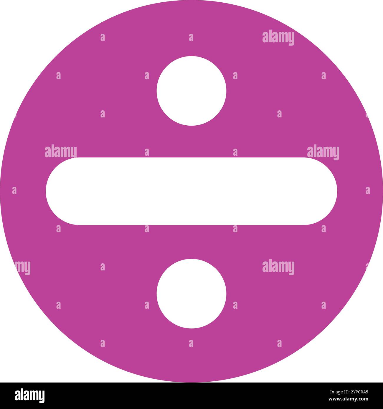 Rosafarbenes Divisionszeichen, Divisionssymbol, mathematisches Symbol, runder Knopf, mathematisches Symbol, Teilungssymbol, Teilungszeichen Stock Vektor