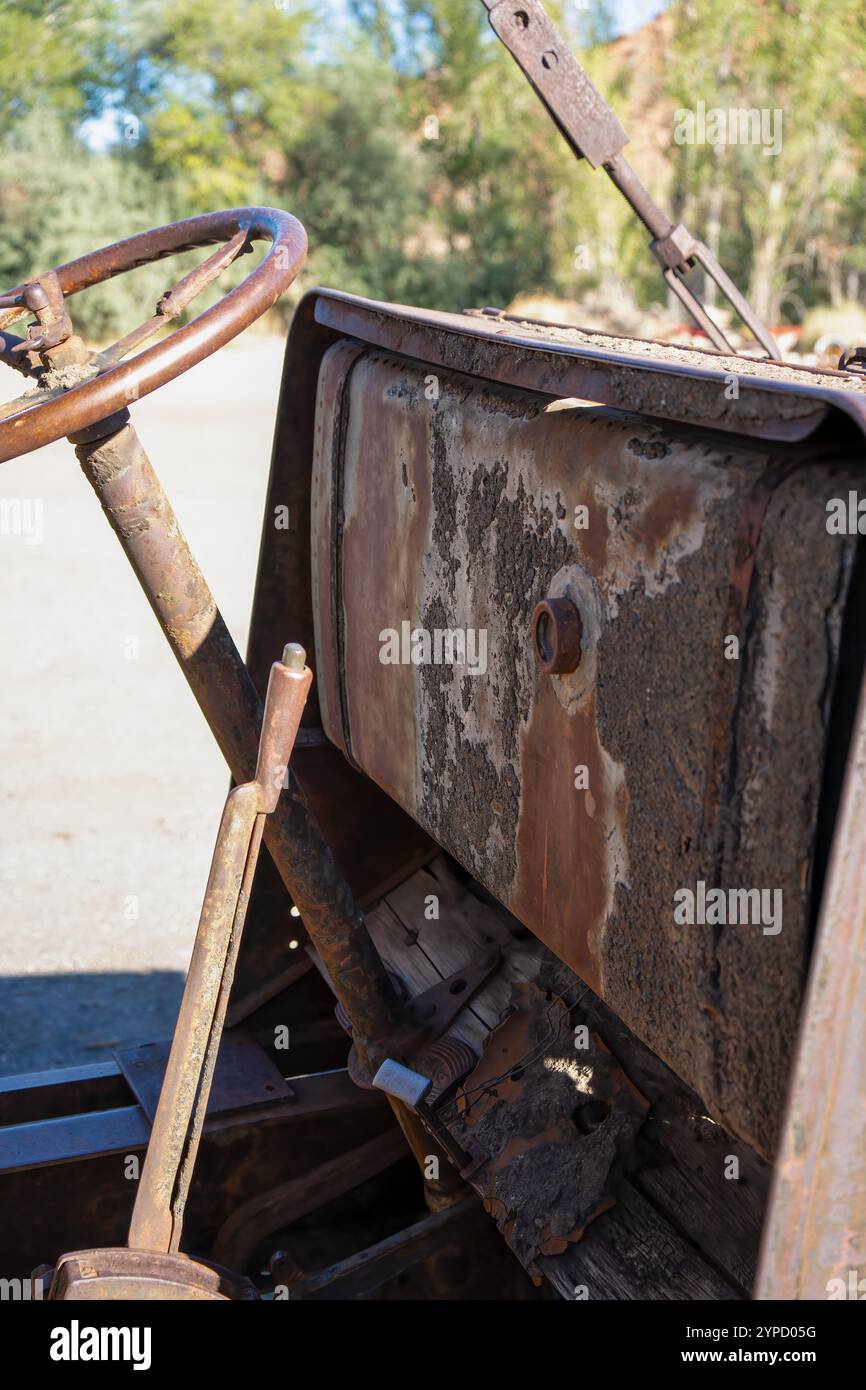 Schöne rostende alte amerikanische Industrietechnologie Stockfoto