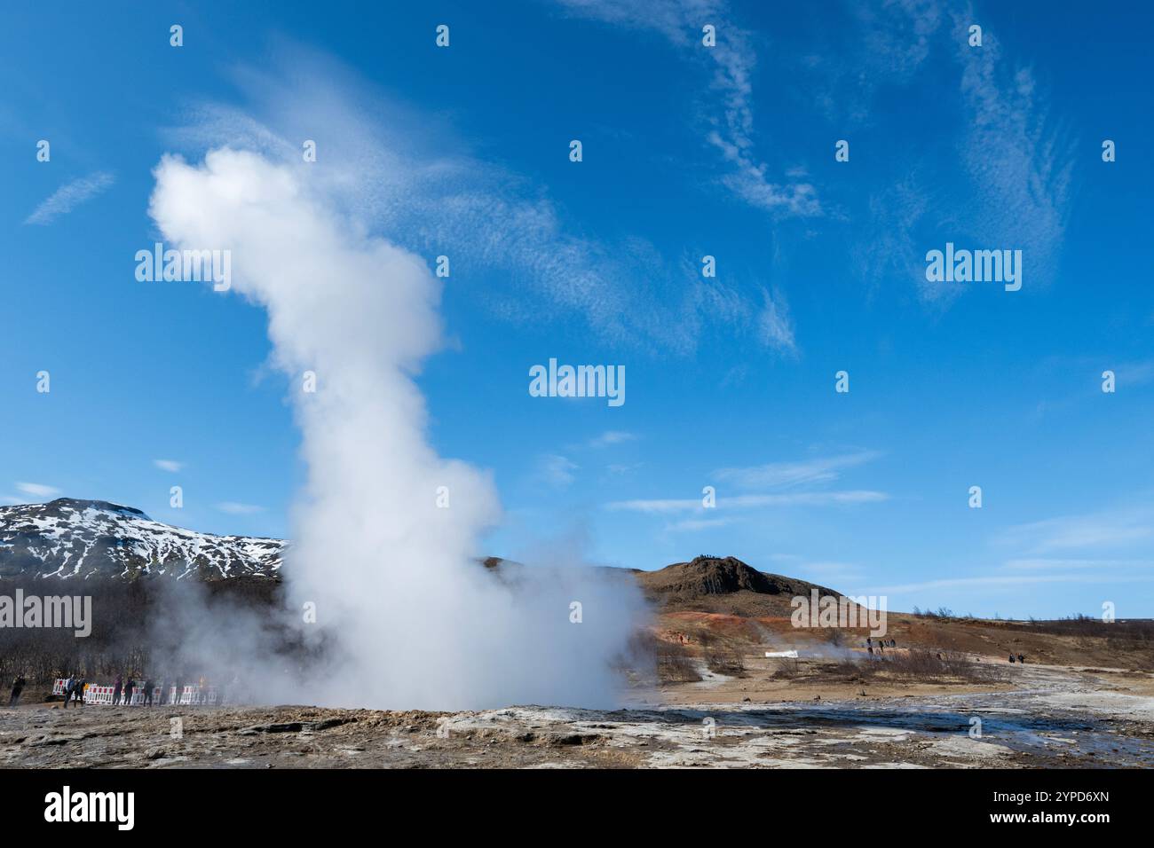 Island, Golden Circle, Geysir Geothermie, Strokkur Geysir. Stockfoto