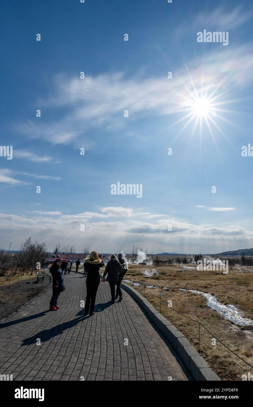 Island, Golden Circle, Geysir Geothermie. Stockfoto