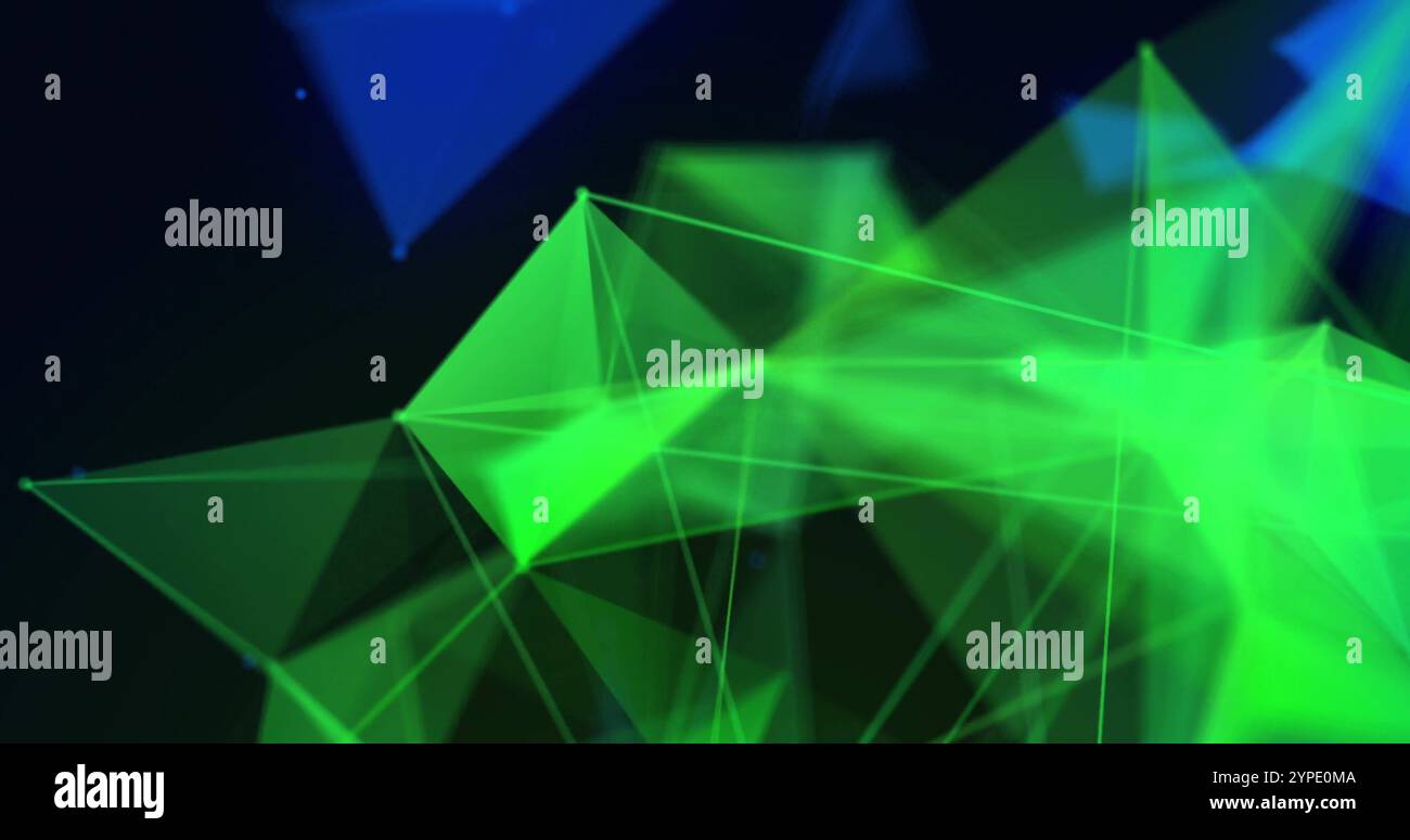 Bild von blauen und grünen Formen auf schwarzem Hintergrund Stockfoto