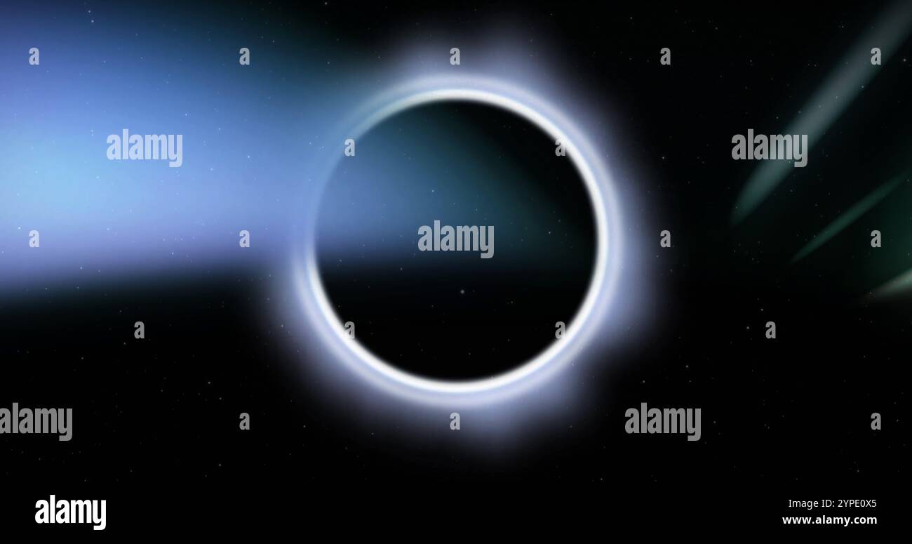 Bild von Lichtspuren und Kreisen auf schwarzem Hintergrund Stockfoto