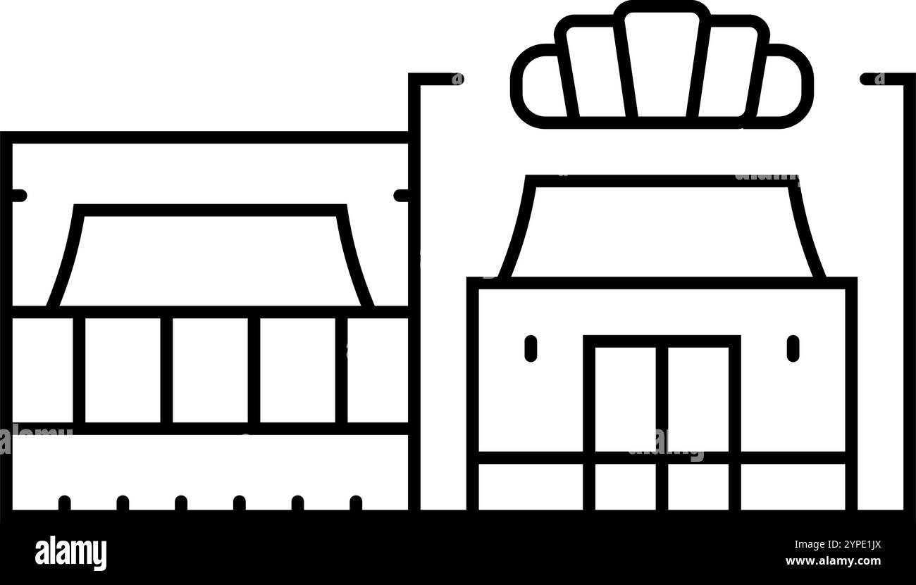 Bäckerei Street Food Café Linie Symbol Vektor Illustration Stock Vektor