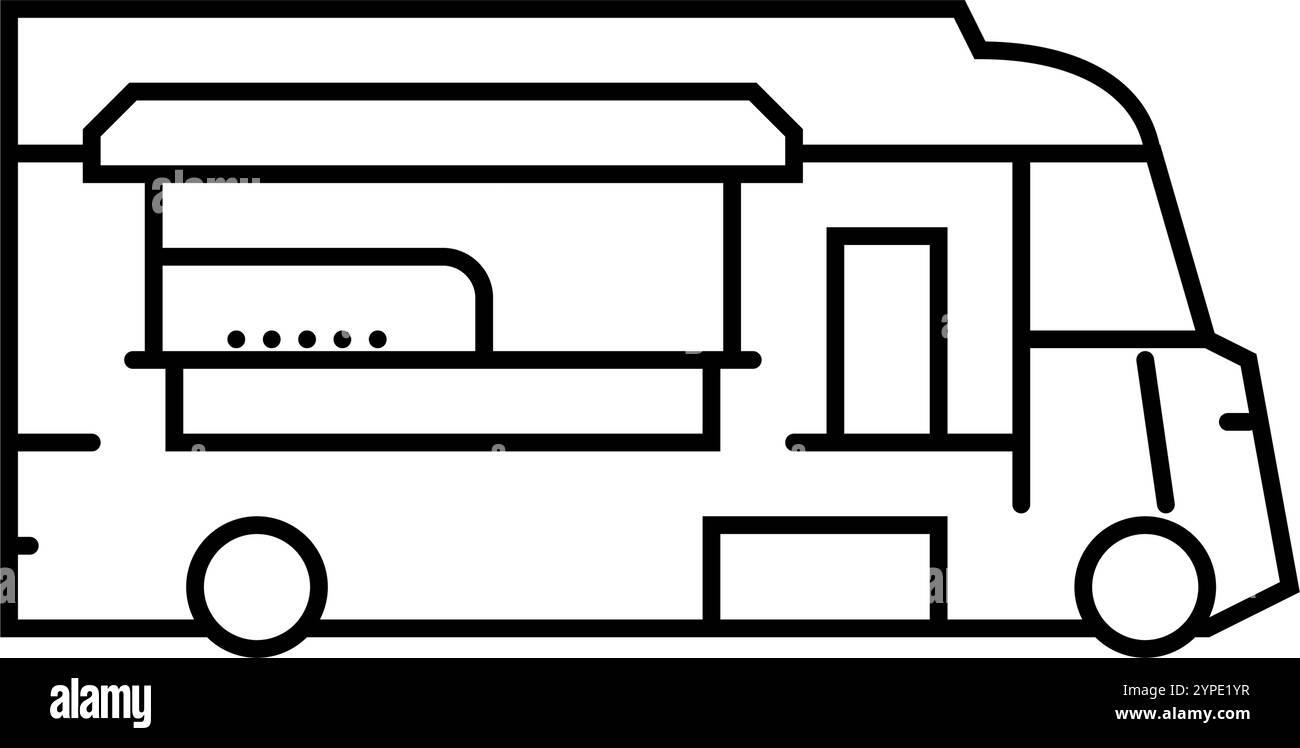 Retro Street Food Café Linie Symbol Vektor Illustration Stock Vektor