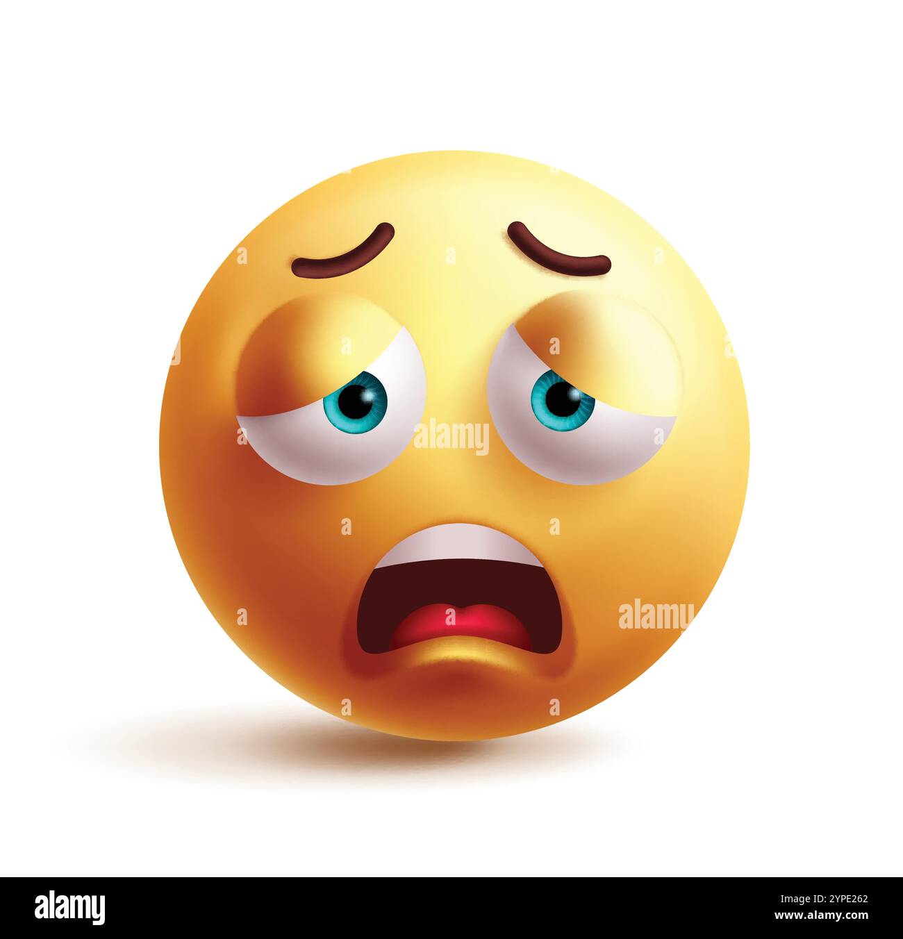 Trauriges Emoji Clipart 3D-Zeichen. Emojis Gesicht in Stirn, Verzweiflung, Trauer, Stress, frustriertes und unglückliches grafisches Element des Gesichtsausdrucks. Vektor Stock Vektor