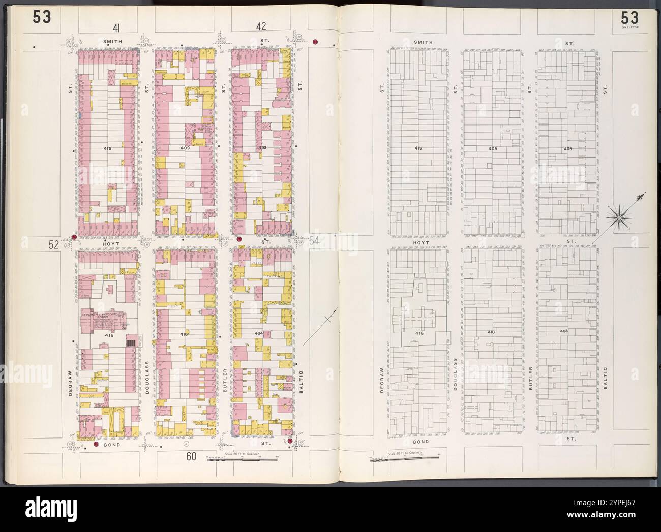 Brooklyn Plate No. 53 [Karte begrenzt durch Degraw St., Smith St., Baltic St., Bond St.] 1884 - 1936 Stockfoto