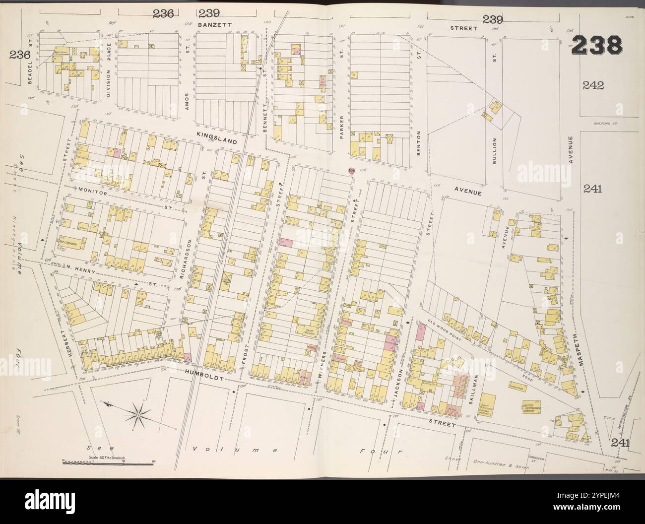 Brooklyn, V. 9, Double Page Plate No. 238 [Karte begrenzt durch Banzett St., Maspeth Ave., Humboldt St., Herbert St.] 1884 - 1936 Stockfoto