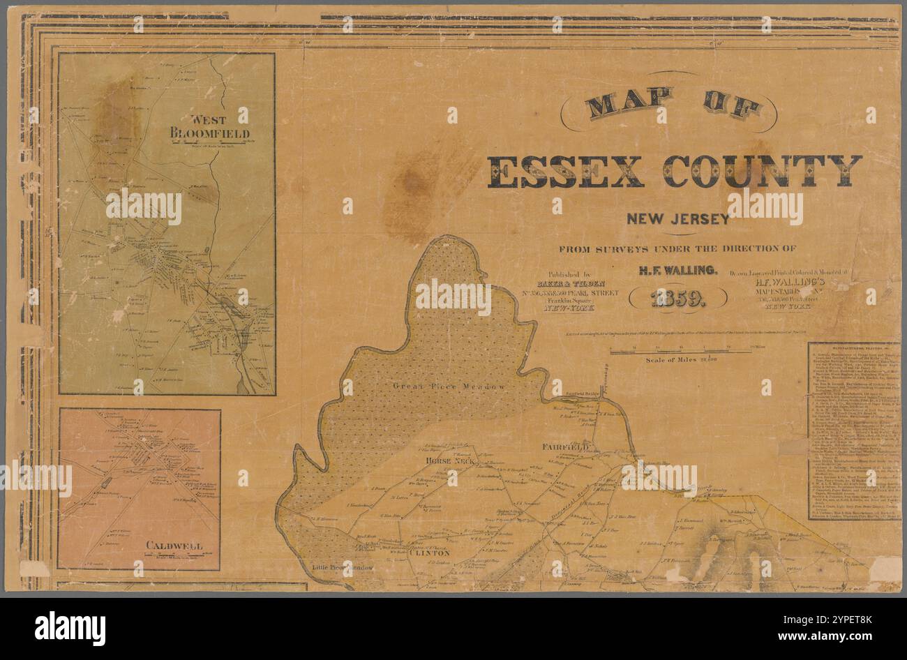 Karte von Essex County, New Jersey 1859 von Walling, Henry Francis, 1825-1888 Stockfoto