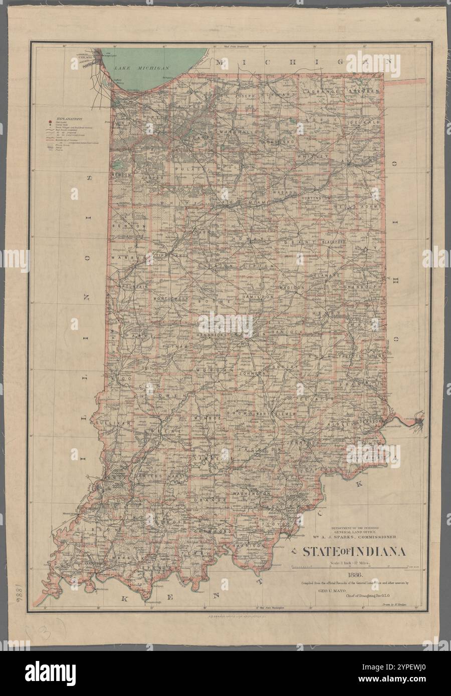 State of Indiana 1886 von Sparks, William Andrew Jackson, 1828-1904 Stockfoto