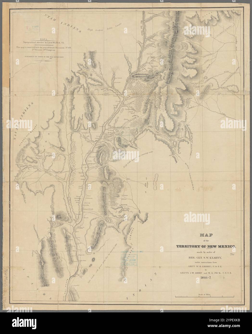 Karte des Territoriums von New Mexico 1879 von Abert, J. W. (James William), 1820-1897 Stockfoto