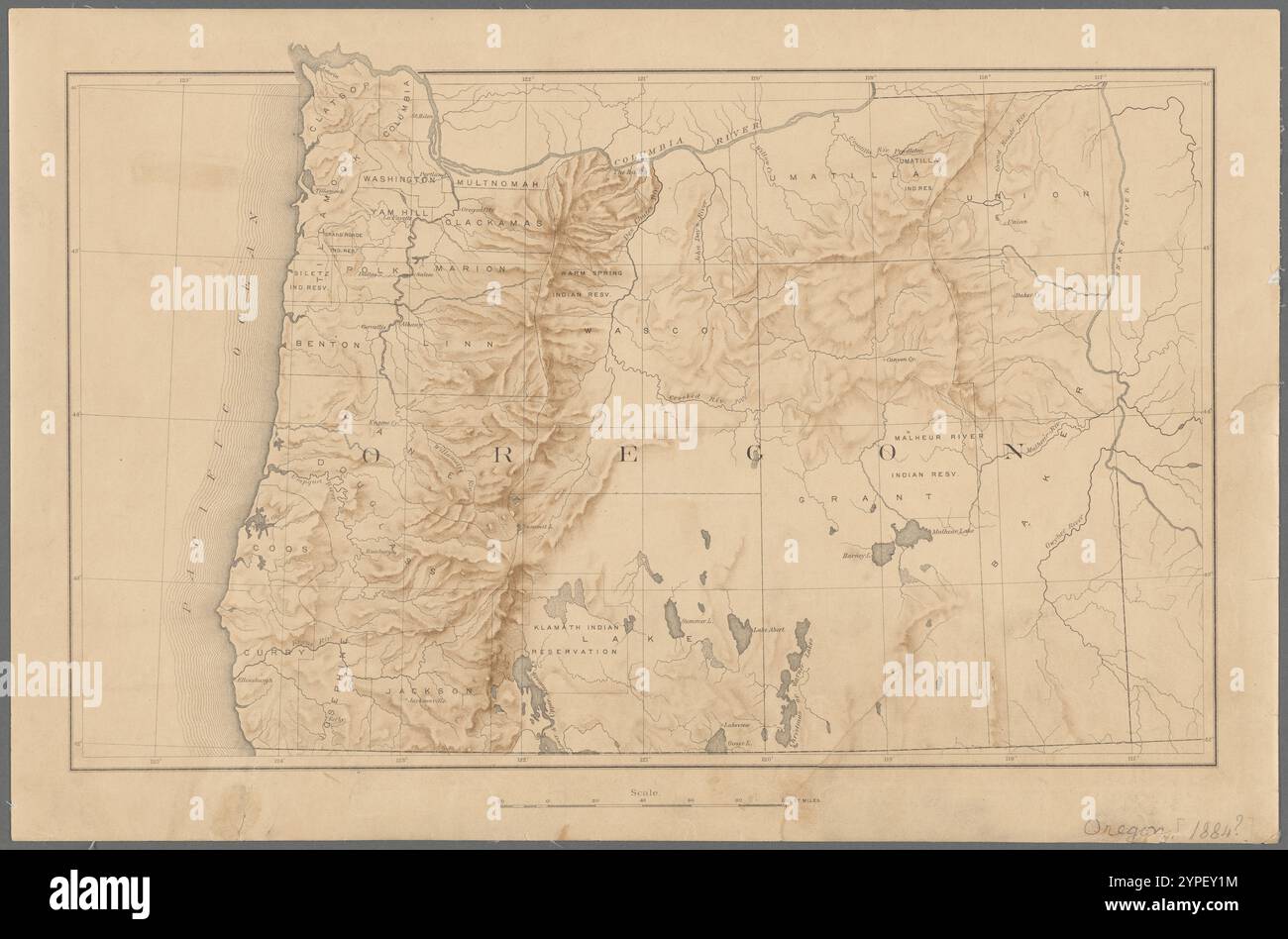Karte von Oregon Territory : wahrscheinlich vorbereitet für die zehnte Volkszählung der Vereinigten Staaten 1884 Stockfoto