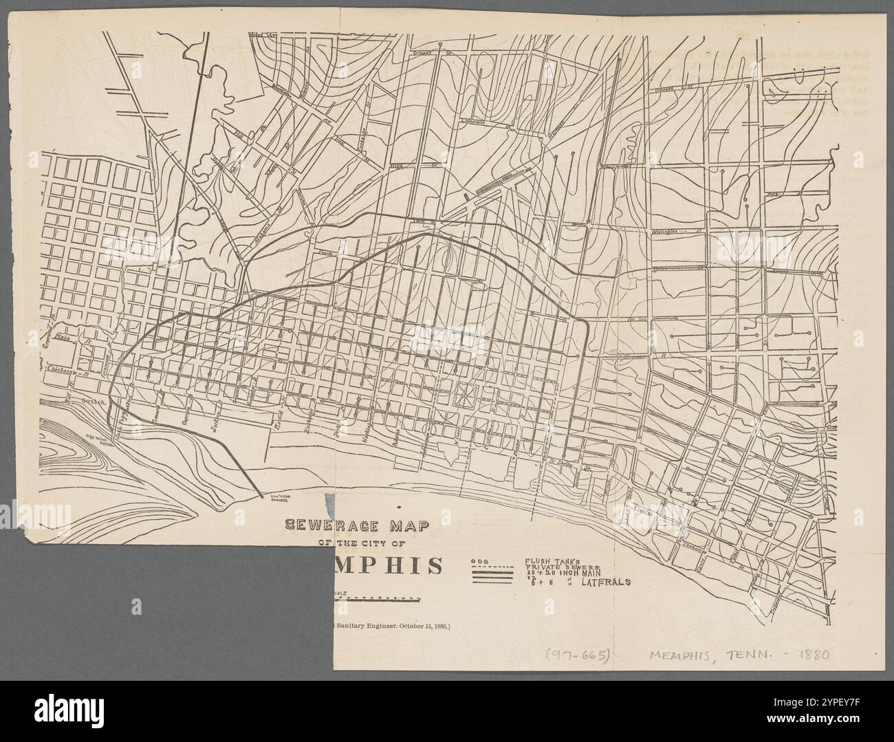 Kanalisationskarte der Stadt Memphis : (vom Klempner und Sanitäringenieur, 15. Oktober 1880) 1883 von Charleston (S.C.). Department of Health Stockfoto