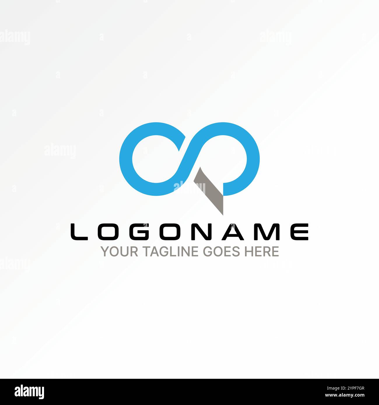 Logo Design Grafikkonzept Kreativ Premium Vektor Stock Bild Grafik Initial OP CP CC QC Schriftkreis verbunden Infinity mit Monogramm Typografie Technologie Stock Vektor