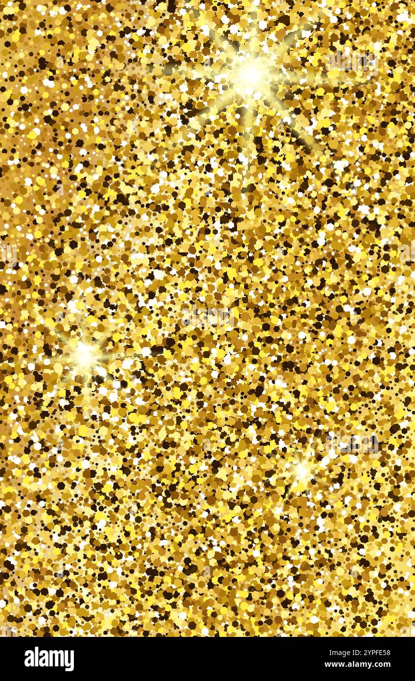 Goldener glitzernder Hintergrund mit goldenen Funkeln und Glitzereffekt. Design des Banners für Geschichten. Leerer Platz für Ihren Text. Vektorabbildung Stock Vektor