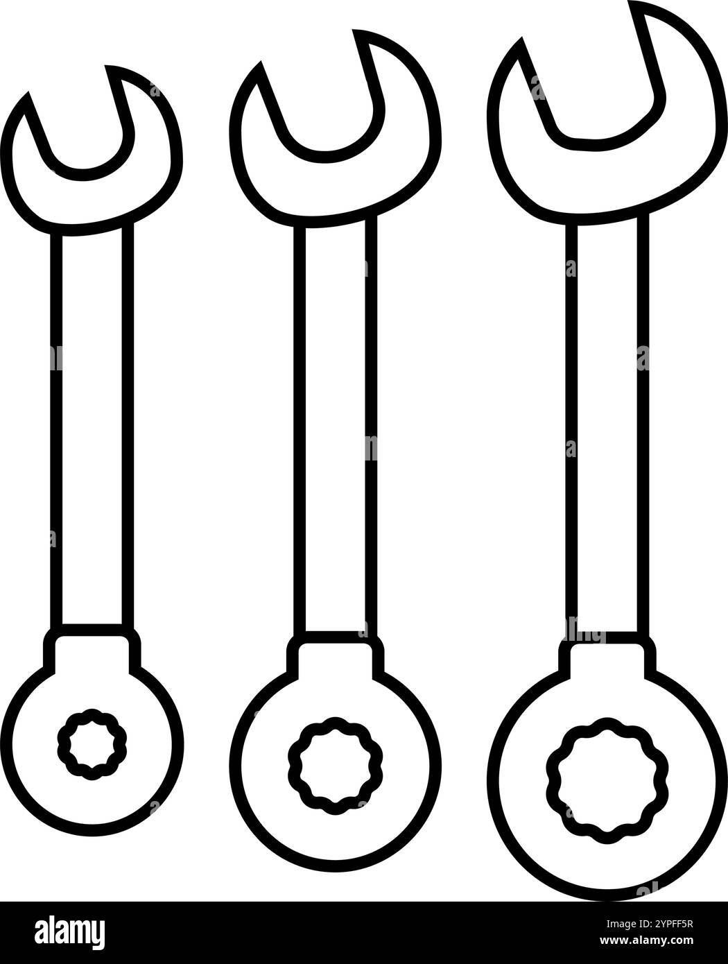 Schraubenschlüssel Set Auto Reparatur Werkzeug Linie Symbol Vektor Illustration Stock Vektor
